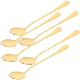 Coffee Scoops 6 Pcs Spoon Handle Stirring Spoons Tea Stainless Steel Supplies For Holder Ice