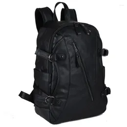 Backpack Fashion Faux-leather Men Casual For Women School Shoulder Bag Tote Black