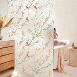 Window Stickers Anti-peep Decals Easy Clean Sun Protection Glass Sticker Privacy Film Color Bird Painted