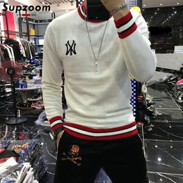 Supzoom Arrival Top Fashion O-neck Pullovers Appliques Brand Clothing Embroidered Net Red Warm Casual Knitted Men Sweater 240326