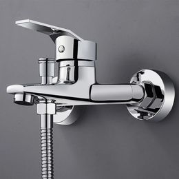 Zinc Alloy Basin Faucets Chrome Wall Mounted Cold Water Dual Spout Mixer Tap For Bathroom Splitter Bath Shower 240325