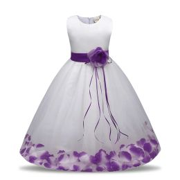 Dresses Highgrade flower girl dress bowknot belt petals princess dress children dress