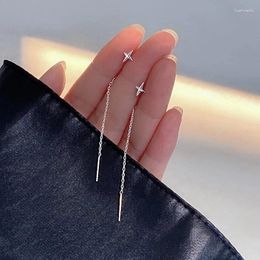 Dangle Earrings Korean Long Wire Tassel Thread Chain Climb Star Heart Beads Pendants Drop Women's Straight Hanging