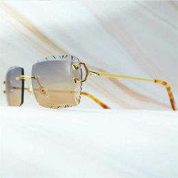 2024 New High Quality 10% OFF Luxury Designer New Men's and Women's Sunglasses 20% Off Diamond Cut Desinger Glasses Vintage Rimless Wire Shades For Men Women Lentes Mujer