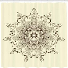 Shower Curtains Lotus Curtain Mandala Universe Unity Of Life Shabby Form Motif Cloth Fabric Bathroom Decor Set With Hooks