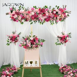 JAROWN Customise Wedding Artificial Flower Row Rose Red Floral Small Corner Flower Set Marriage Proposal Party Background Decor 240328