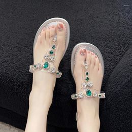 Slippers Summer Fad Flats Pvc Crystal Sandals Clip Toe Slingback Women Shoes 2024 Trend Beach Flip Flops Mujer Slides