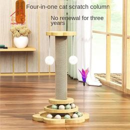 Cat Toy Climbing Frame Rotary Table Grab Plate WearResistant Sisal Material Teaser Stick Dropto Relieve Boredom 240320