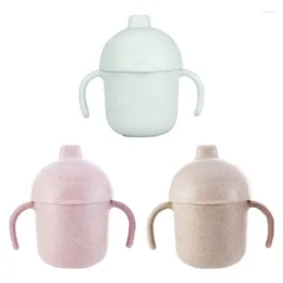 Cups Saucers Double Handle Baby Water Bottle Unbreakable Wheat Straw Cup Protable Mug For Drinking Travel Outdoor Drinkware Housewares