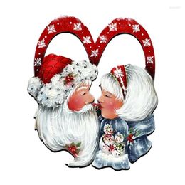 Decorative Flowers JFBL Santa Claus Love Holiday Wreath Valentine's Day Welcome Front Door Decoration Wooden Rings Hanging Pendant