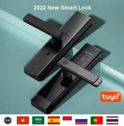 Lock 2022 New Model Tuya Smart Door Lock Wifi APP Fingerprint Digit Passowrd Unlock Intelligent Electronic Support 8 Language Voice