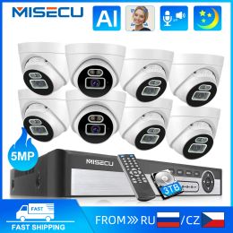 System MISECU 5MP POE Security Camera System Smart AI Dome Camera Twoway Audio Record Full Colour Night CCTV Video Surveillance Kit P2P