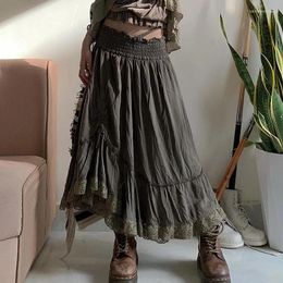 Skirts KOXINVES Countryside Antique Ruffled Half Skirt For Women 2024 Spring High Waist A-line Solid Color Casual Niche WS1302