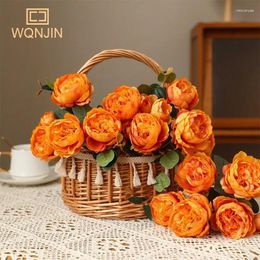 Decorative Flowers Peony Bouquet Artificial Flower Fake Wedding Home Decoration Rose Small Silk