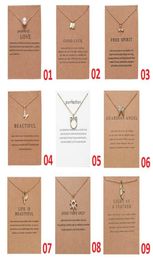 Wish Dogeared Jewellery Necklaces With card Gold Elephant Heart Key Clover Triangle Charm Pendant Necklace2197454