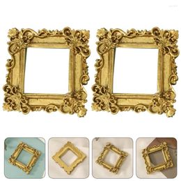 Frames 2 Pcs Square Mini Po Frame Decor For DIY Crafts Making Vintage Picture Materials House Houses Resin