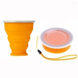 Cups Saucers Water Cup Travel Silicone Retractable Coloured Portable Outdoor Coffee Handcup 200ml Folding BPA FREE Food Grade Dining