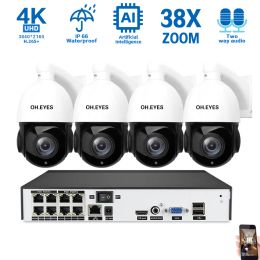 System 4K POE PTZ CCTV Camera Security System Kit 8CH 8MP POE NVR System 38x Zoom Two Way Audio IP Camera Video Surveillance Set 4CH