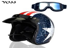 VOSS open face 34 motorcycle motorcross Casco Capacete helmet scooter helmet Vintage and silver glasses8957520