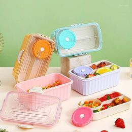 Dinnerware Bento Lunch Box Sealed Grade Materials With Soup Bowls And Spoons Can Be Heated In The Microwave For Kids