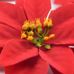 Decorative Flowers 10Pcs/pack Christmas For Home Wedding Decoration Scrapbook DIY Tree Silk Artificial