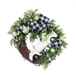 Decorative Flowers Truck Front Door Wreath White Spring Summer Rustic Farmhouse Holiday Wall Decor