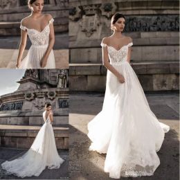 Dresses Limor Rosen Bohemian Beach Wedding Dresses Lace Applique Off Shoulder Wedding Bridal Gowns Backless Floor Length Boho Wedding Dres