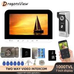 Doorbells DragonsView Wifi Intercom Video Door Phone with Electric Lock Wireless 1000TVL Doorbell Camera Night Vision Record Remote Unlock