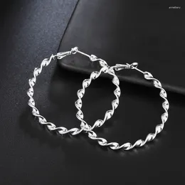 Dangle Earrings Arrival Silver 925 Jewellery 45MM Twist Round Circle Hoop Earring Women Fashion Big Korean
