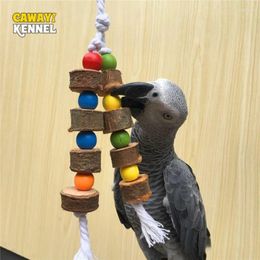 Other Bird Supplies Wooden Parrot Toy Wood Chew For Bite Hanging Cage Decoration Beak Grinding With Bell Birds