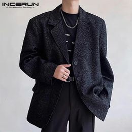 Men's Suits INCERUN Tops 2024 Handsome Textured Rose Padded Shoulder Suit Casual Streetwear Solid All-match Long Sleeved Blazer S-5XL