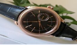 Top Quality Luxury Wristwatch Cellini Date Watches Men039s 39mm 18k Rose Gold 50515 Black Brand New Mechanical Mens7998255