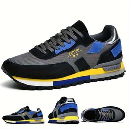 Top Comfy Non-slip Men's Sneakers for Outdoor Activities - Trendy Colour Block Design with Soft Sole outdoor