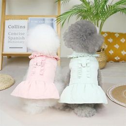 Dog Apparel 2024 Autumn And Winter Lingerie Traction Cotton Dress Spot Small Medium-sized Cats Dogs Pet Clothing