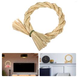 Decorative Flowers Wreath Straw Ring Wall Hanging DIY Front Door Decor Vine Garland Simple Pendant