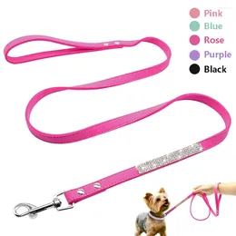 Dog Collars 120cm Pet Fashion Leather With Glitter Walking Strap For Puppy Cat Chihuahua Yorkshire Teddy Accessories