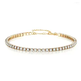 Link Bracelets 2mm Iced Out Tennis Female Gold Silver Colour Stainless Steel Cubic Zirconia Chain For Women Wedding Jewellery Gift