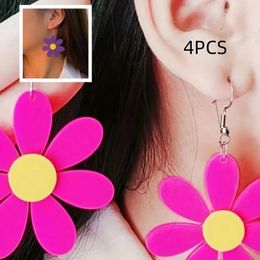 Dangle Earrings 4 Pieces Of Fresh And Cute Sun Flower Shaped WOMEN'S Fashionable For Vacation Travel Parties Seasonal
