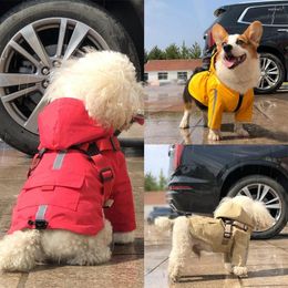 Dog Apparel Pet Raincoat Reflective Waterproof Clothes With Harness Outdoor Rainwear Small Medium Dogs Jumpsuit Supplie