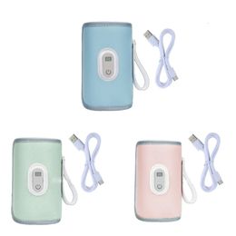 Portable Milk Bottle Warmer Case 5-gear Level Adjust Baby Feeding Bottle Insulation Sleeve Heating Bag Travel Essential 240326