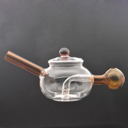 2pcs Chinese Tea Shape Glass Oil Burner Bong Bubbler Smoking Water Pipe Dab Rig Bong Ash Catcher Hookah with OD 30mm Oil Bowls