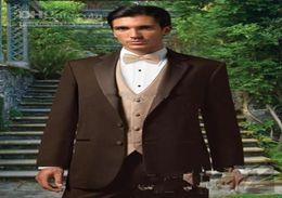 selling Chocolate Blazer Notch Lapel Groom Tuxedos Groomsmen Man Suit Men Wedding Suits JacketPantsVestTie A1197222477