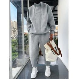 Tracksuit Men 2 Piece Set Hip Hop Sports Wear Fashion Clothing Solid Colour Sweatsuit Jogging Suit Running Clothes 240326