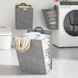 Storage Boxes Foldable Adhesive Laundry Basket Hamper Home Multifunctional Punch Free Wall Hanging Washing Clothes Mesh Hook Organiser 2024