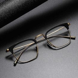 2024 Men's Luxury Designer Women's Sunglasses Pure titanium eyebrow eyeglass Japanese Wannian turtle 1112 the same plate large plain facial Artefact spectacle frame