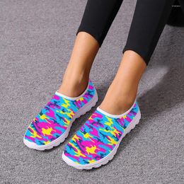 Casual Shoes INSTANTARTS Camouflage Colour Printing Ladies Flat Summer Mesh Breathable Sneakers Comfortable Cool Chaussures Plate