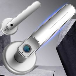 Control Electronic Door Lock Ttlock Bluetooth Biometric Fingerprint Lock Handle USB Rechargeable Anti Theft Keyless Entry Smart Home