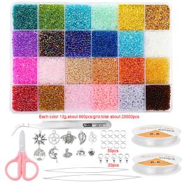 Lucite Acrylic Plastic Lucite 20000pcs 2mm 12/0 Glass Seed Beads For Jewellery Making Supplies Kit Bracelets Necklace Making Kits Alphabet