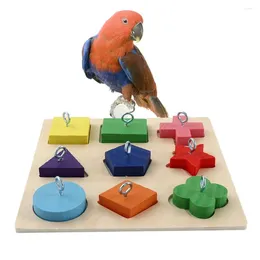 Other Bird Supplies Toys Colourful Wooden Block Puzzles Parrot Intelligence Training Toy Pet Educational