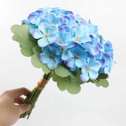 Decorative Flowers 12Pcs Hydrangea Silk Fake Heads With Stems Artificial For Decoration Wedding Home Party Baby Shower Room Decor